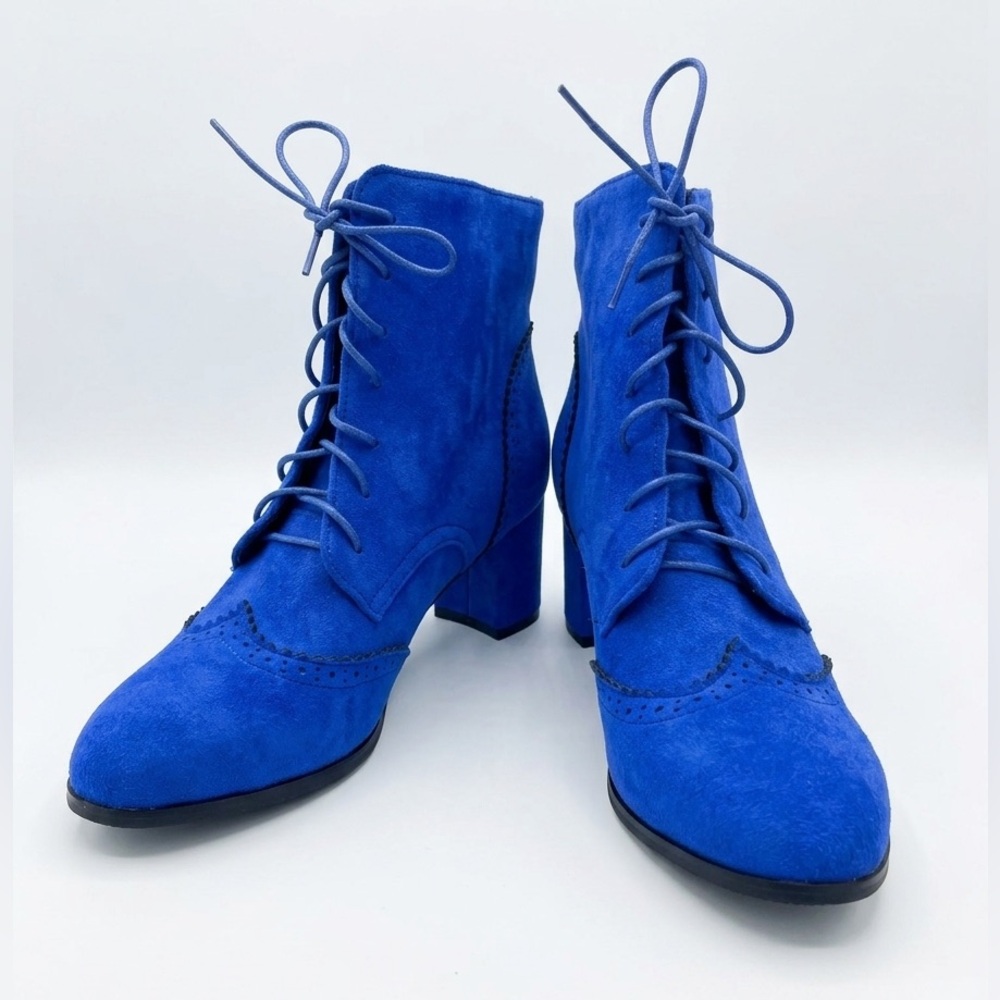 Blue Suede Ankle Boots